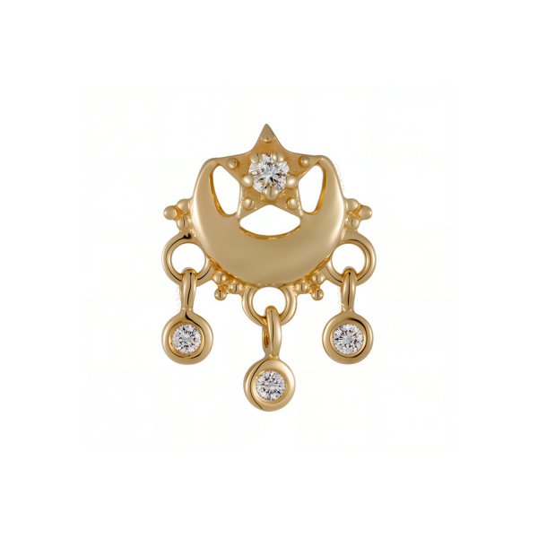 18Kt Gemmed Star with Bezel Set CZ Dangle Threadless Top