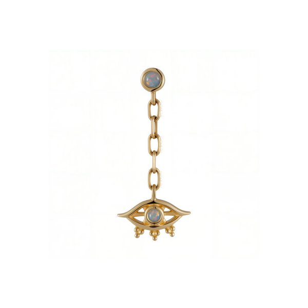 18Kt Bezel Set Opal with Evil Eye Dangle Threadless Top