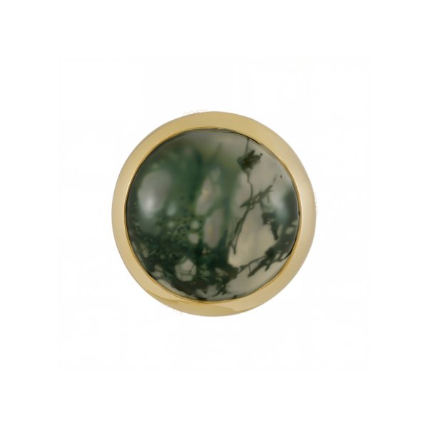 18Kt Solid Yellow Gold Bezel Agate Mousse Threadless Top