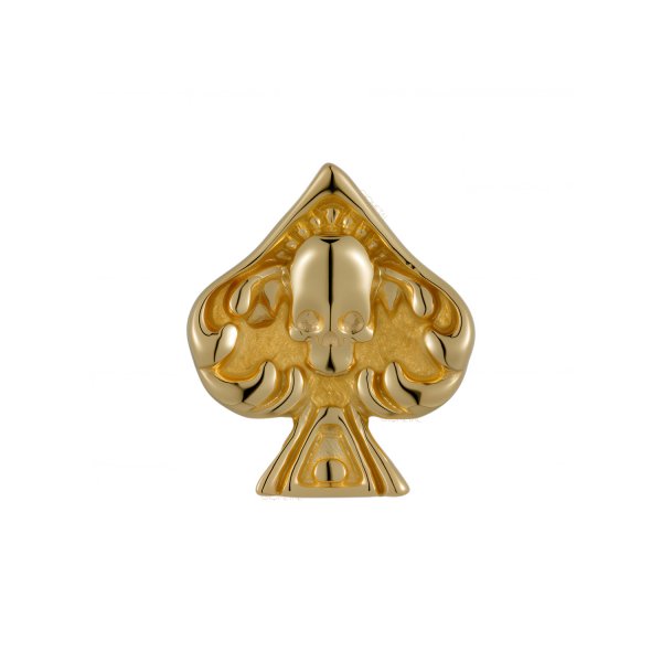 18Kt Solid Yellow Gold Halloween – Skull in Spade Threadless Top