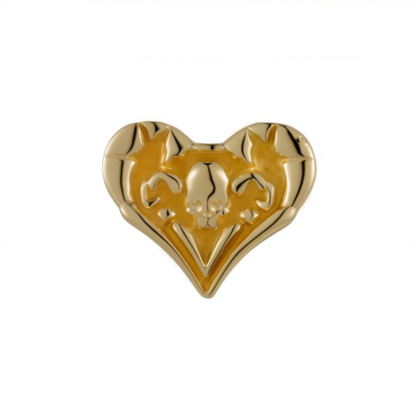 18Kt Solid Yellow Gold Halloween – Skull in Heart Threadless Top