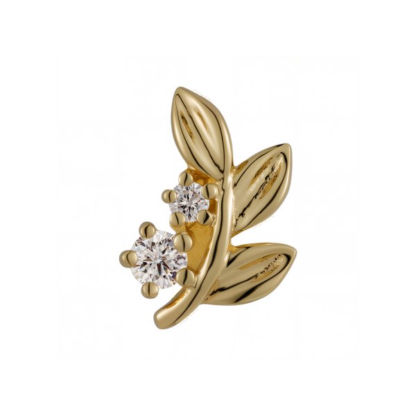 18Kt Solid Yellow Gold Dual Gem on Leaves Threadless Top