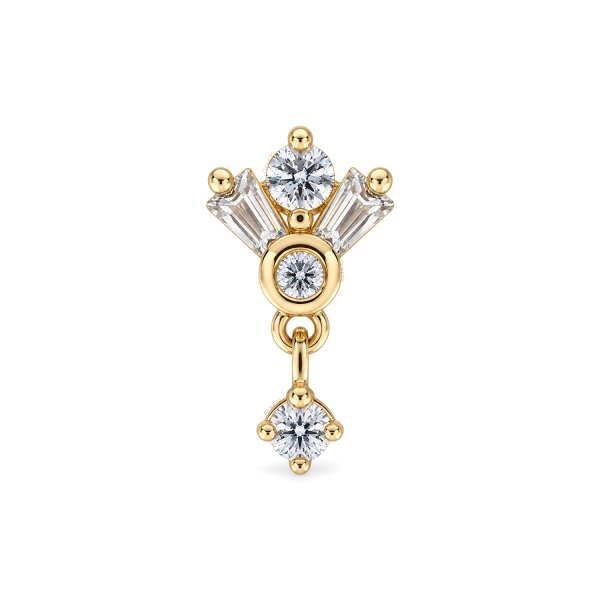 14Kt Solid Yellow Gold Fan Gem Dangle Top