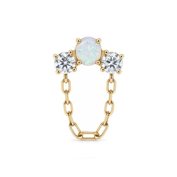 14Kt Solid Yellow Gold Opal and Gem Cluster Chain Dangle Top