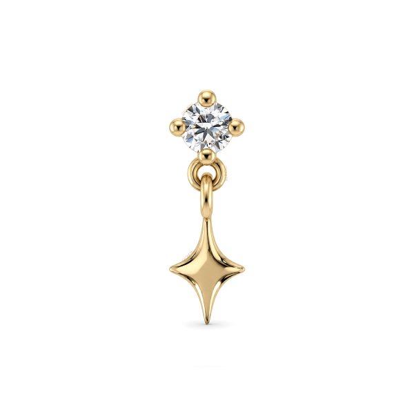 14Kt Solid Yellow Gold Star Gem Dangle Top