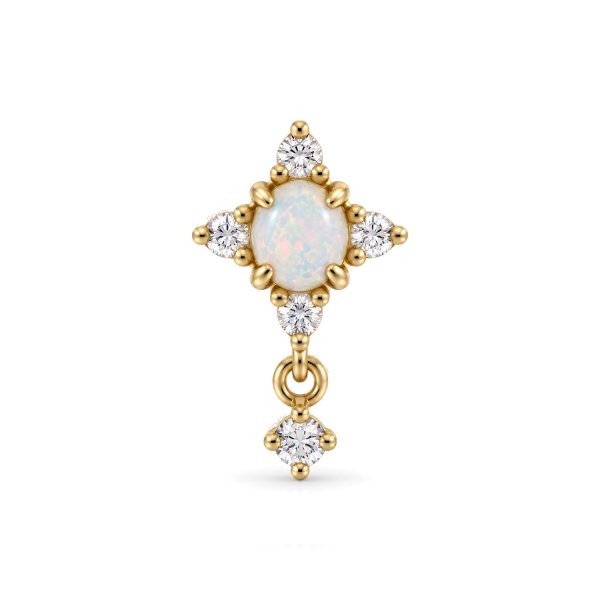 14Kt Solid Yellow Gold Star Opal Gem Dangle Top