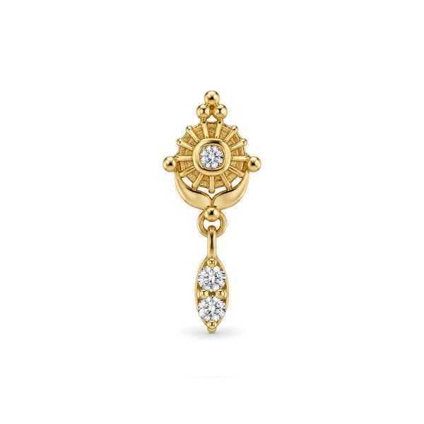 14Kt Solid Yellow Gold Sunburst Floral Marquise Dangle Top