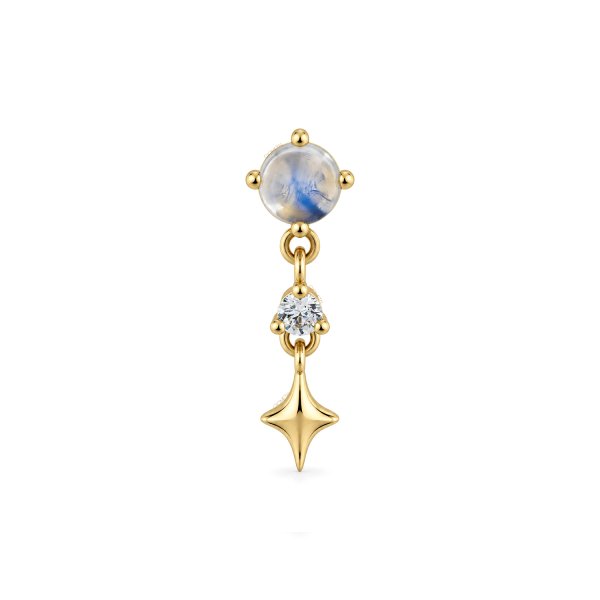 14Kt Solid Yellow Gold Gem Star Tiered Dangle Top