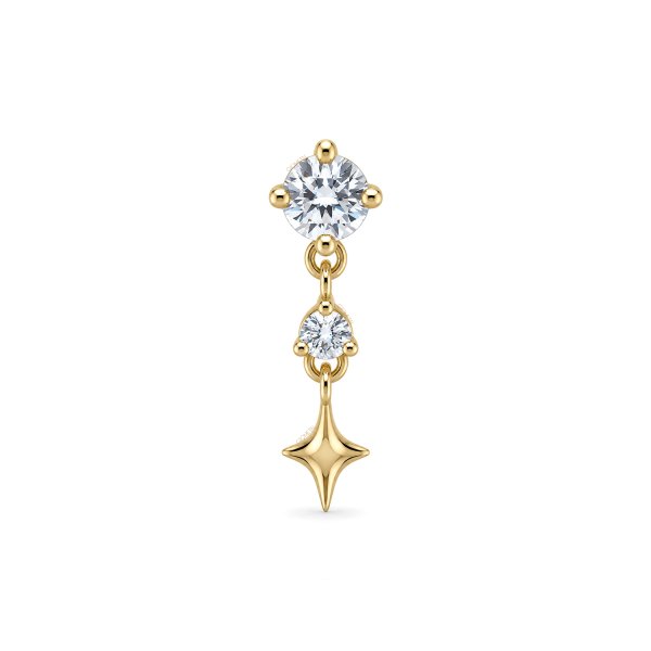 14Kt Solid Yellow Gold Sparkle Tiered Star Dangle Top