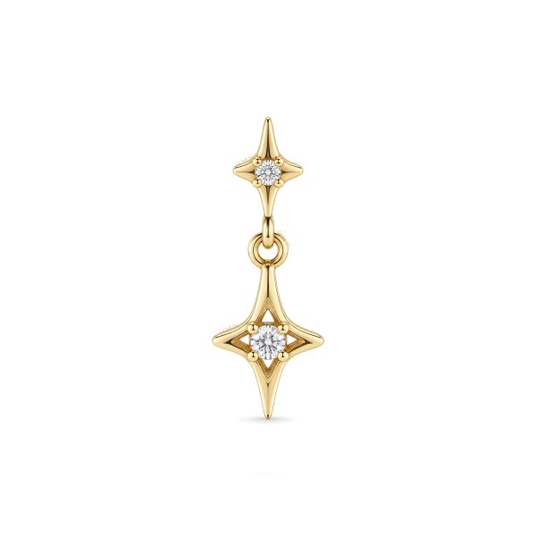 14Kt Solid Yellow Gold Openwork Star Dangle Top