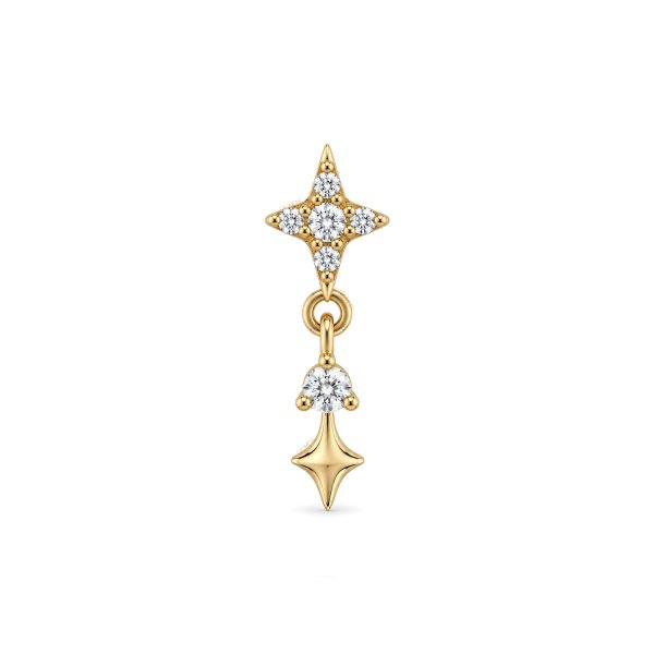 14Kt Solid Yellow Gold Pave Star Gem Dangle Top