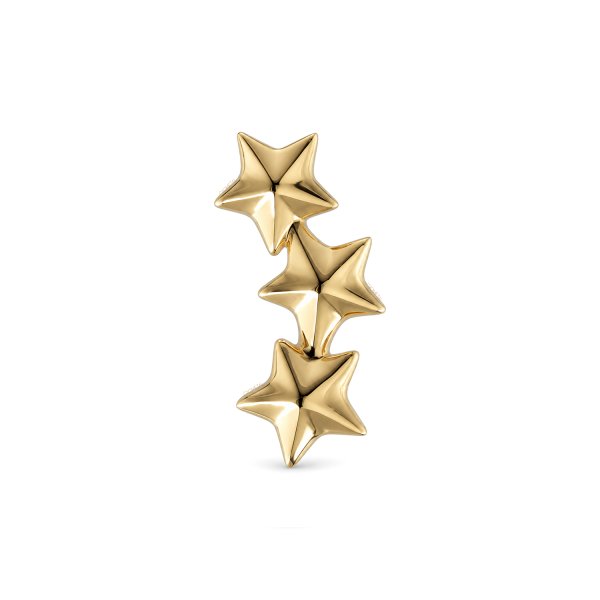 14Kt Solid Yellow Gold Stacked Solid Star Top