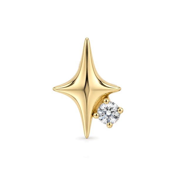 14Kt Solid Yellow Gold Star Accent Gem Top