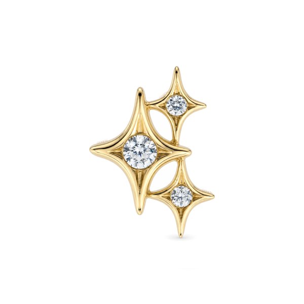 14Kt Solid Yellow Gold Star Cluster Gem Top