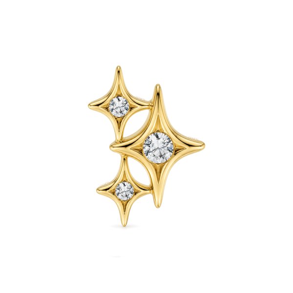14Kt Solid Yellow Gold Star Cluster Gem Top