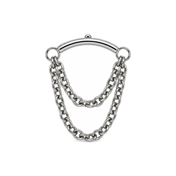 Titanium Threadless Curved Tube Bar Double Chain End