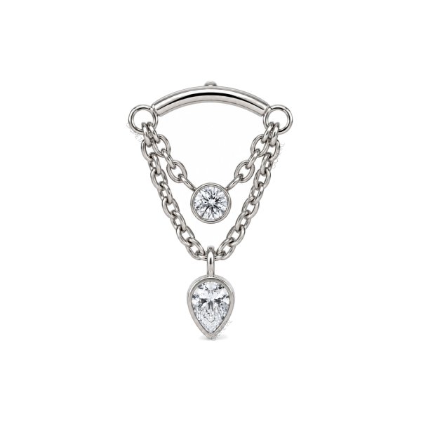 Titanium Threadless Curved Tube Bar with Round/Pear Dangles End