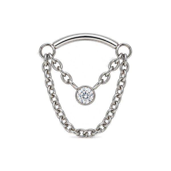 Titanium Threadless Curved Tube Bar Double Chain Dangle End