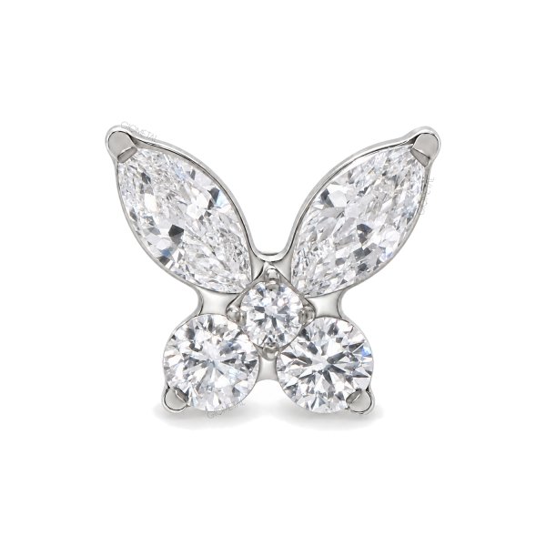 Titanium Threadless Marquise Butterfly Top