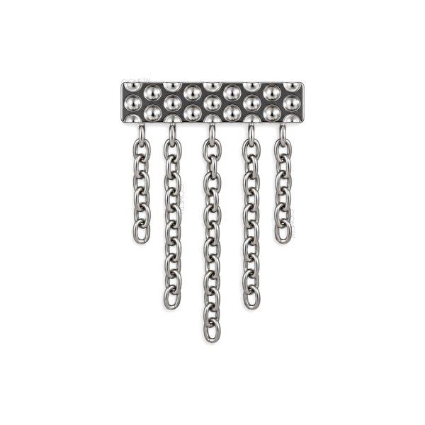 Titanium Threadless Hammered Bar Tassel Dangle Top