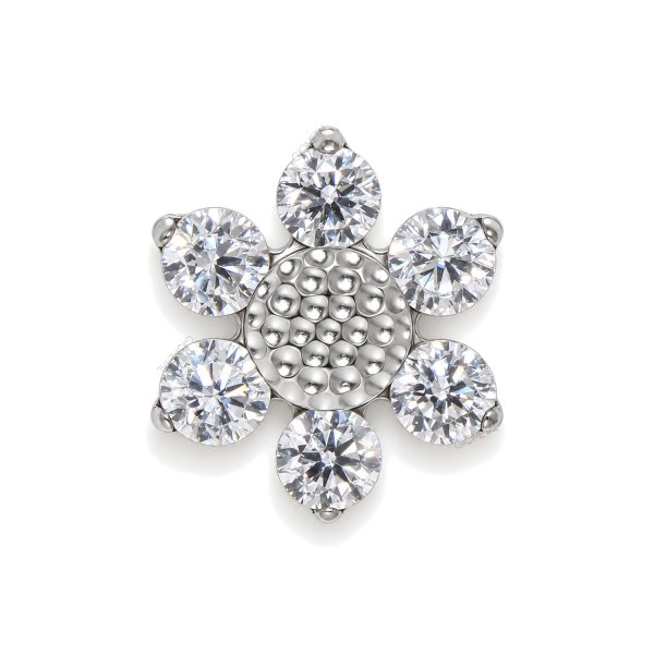 Titanium Threadless Hammered Snowflake Top