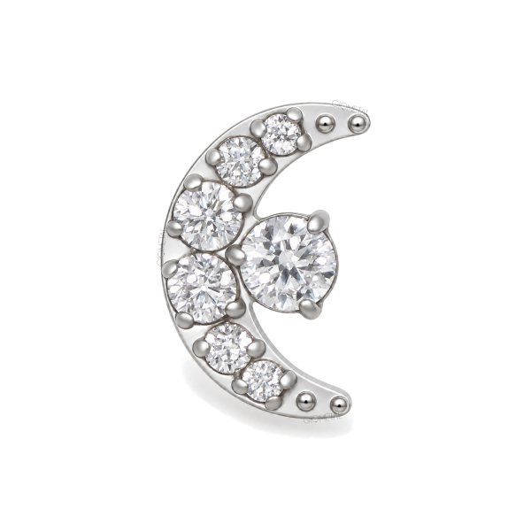 Titanium Threadless Pave Crescent Top