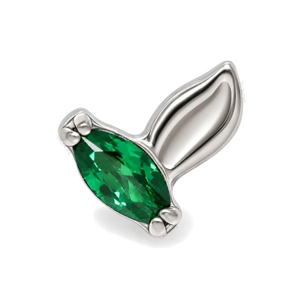 Titanium Threadless Green Marquise Leaf Top
