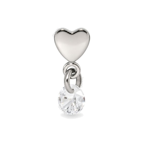 Titanium Threadless Heart Dangle Top