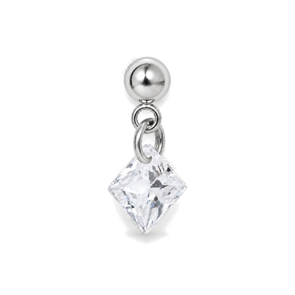 Titanium Threadless Ball with Square Dangle Top